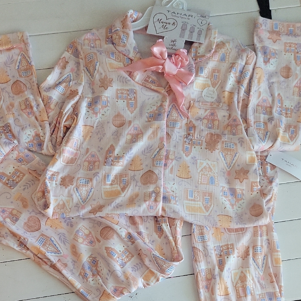 Tahari Womens Pajama Set - Pink and Cream
